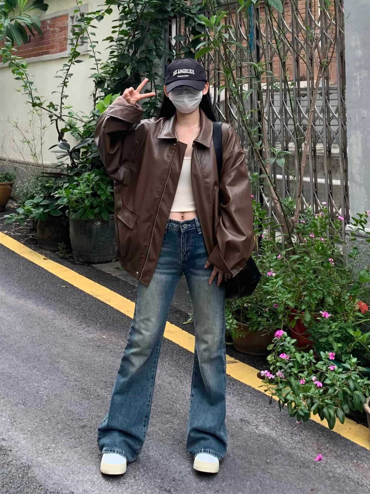 Hong Kong-style Korean-style Retro Loose Motorcycle Leather Jacket Women's 2024 New American-style All-match Top Jacket