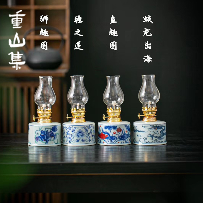 Керамическая лампа для кемпинга, атмосферная лампа, домашняя антикварная маленькая масляная лампа, лампа Будды, подарки для чайной комнаты