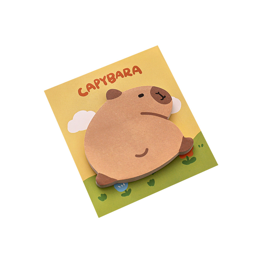 Cartoon Capybara Shaped Post-it Notes for Students Ins Cute Self-adhesive Notepad Capibala Message Notes N Stickers