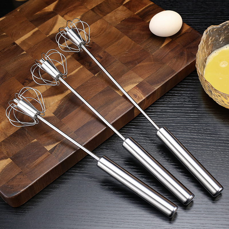 Household Stainless Steel Semi-Automatic Rotating Egg Beater Kitchen Baking Tools Stainless Steel Manual Push-Type Egg Beater