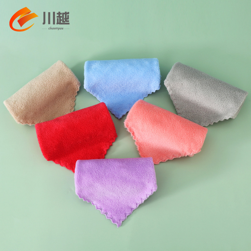 Coral Velvet Square Towel Wholesale Kindergarten Face Wash Towel Soft and Absorbent Household Kitchen Cleaning Rag Hand Towel