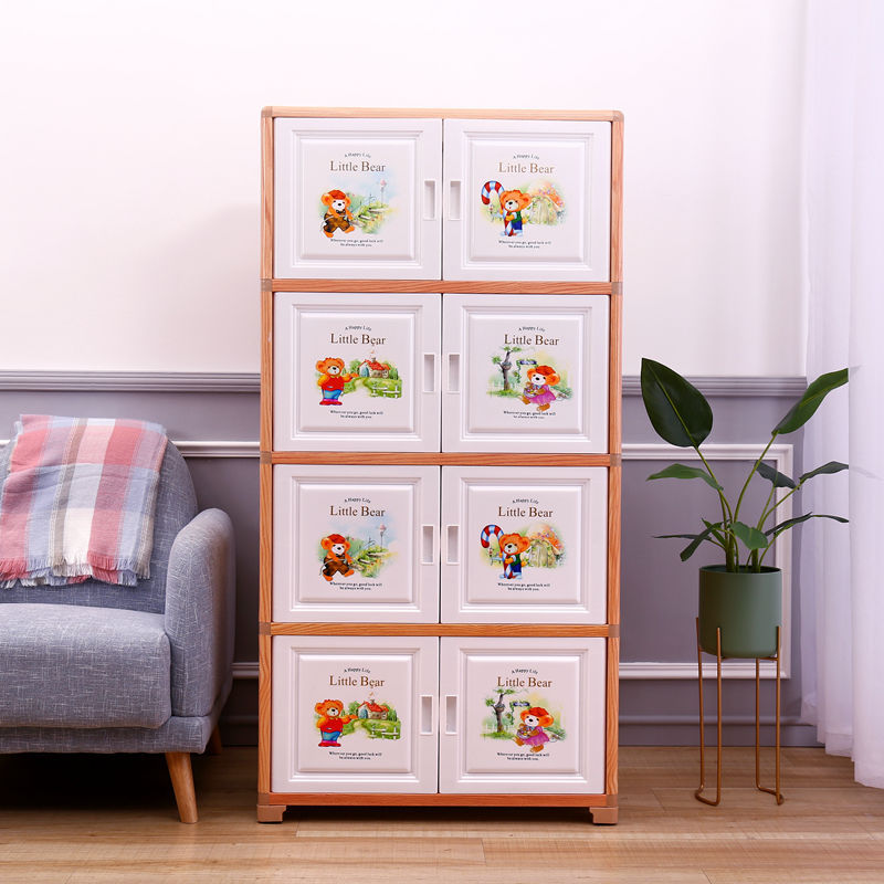 Double-Door Storage Cabinet Large Thickened Plastic Children's Wardrobe Combination Storage Chest of Drawers Baby Child Wardrobe