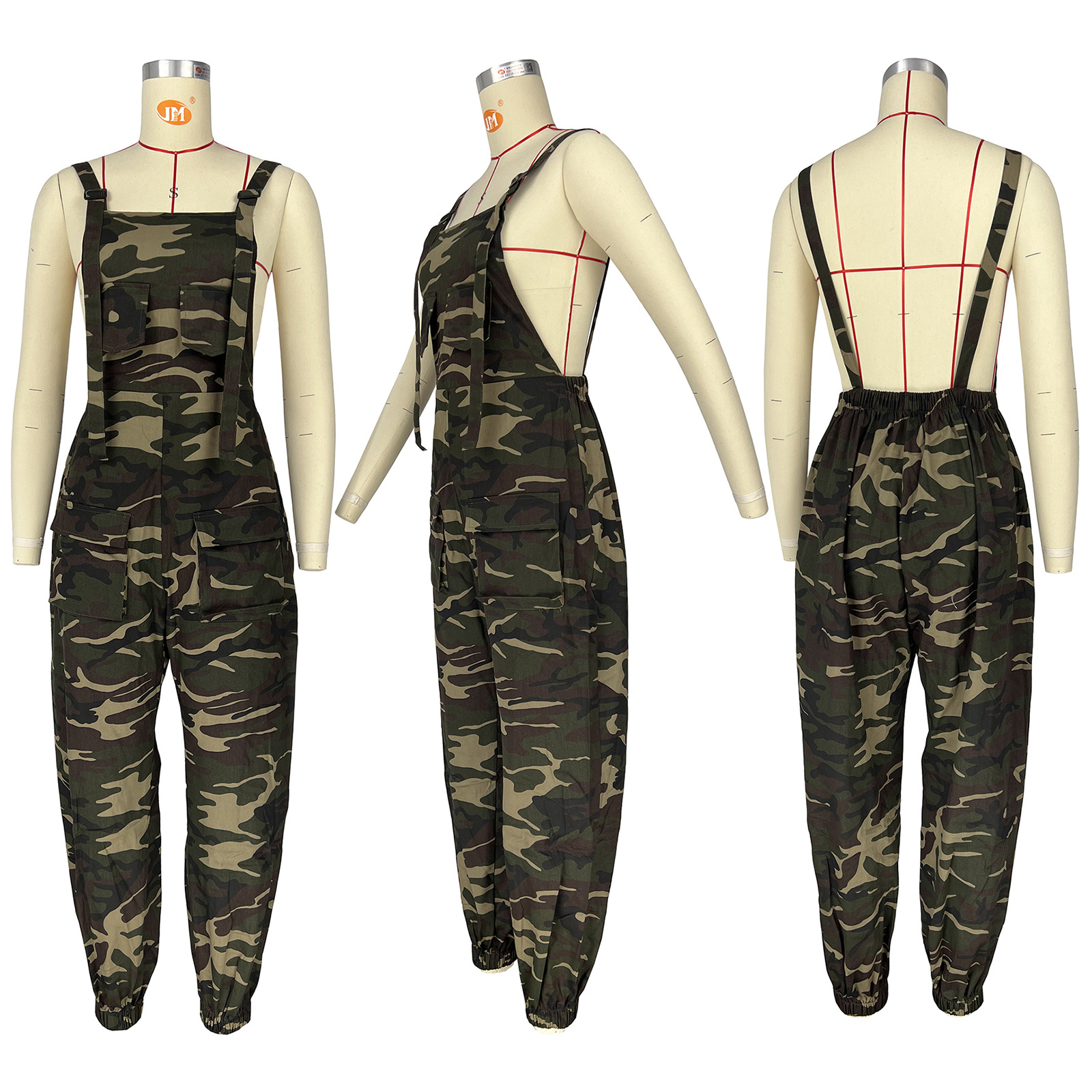 HR23041 European and American leisure women's cross-border supply loose camouflage overalls overalls