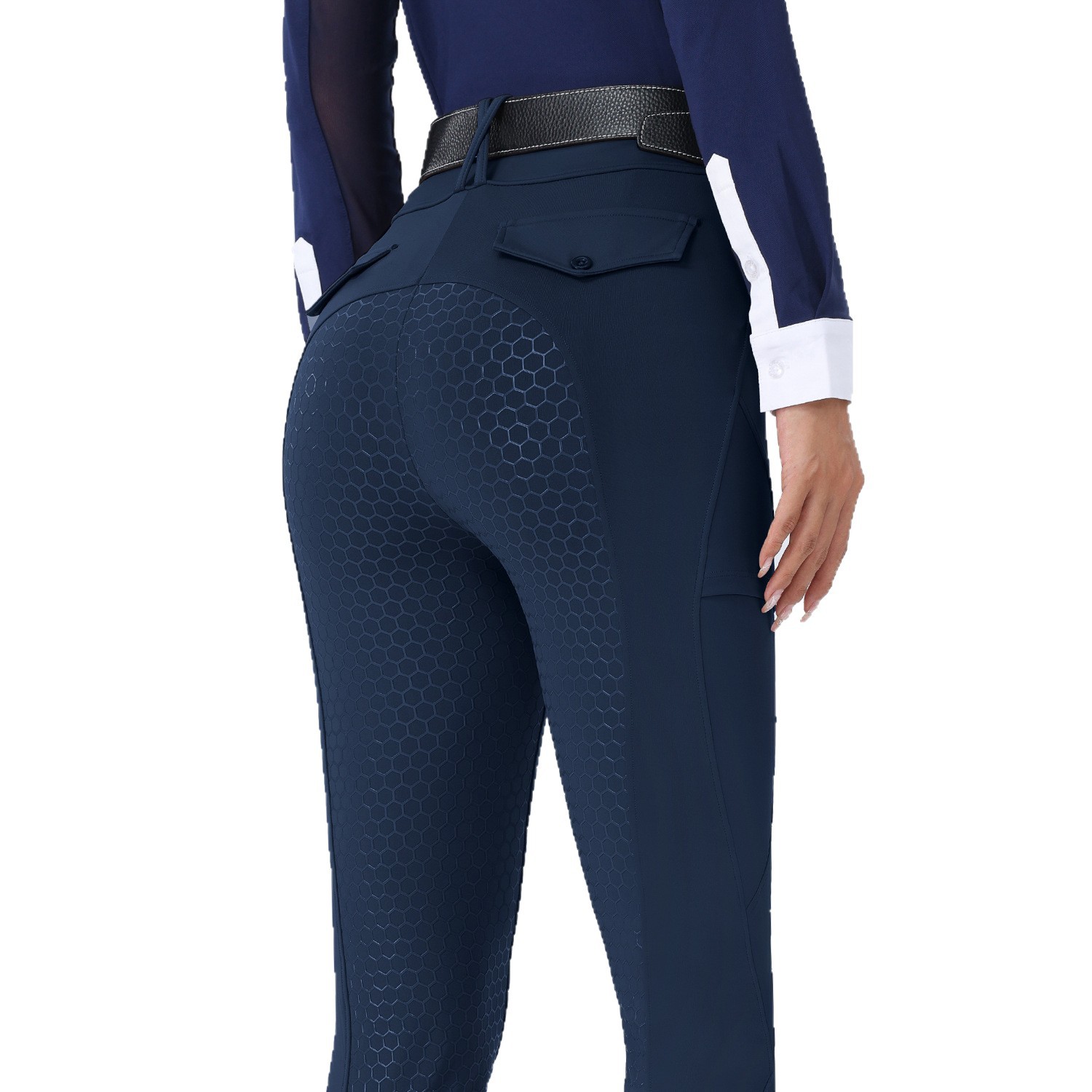 Amazon European and American Full Seat Silicone Non-Slip Equestrian Pants Women's Stretch Tight High Waist Abdominal Riding Pants with Pocket