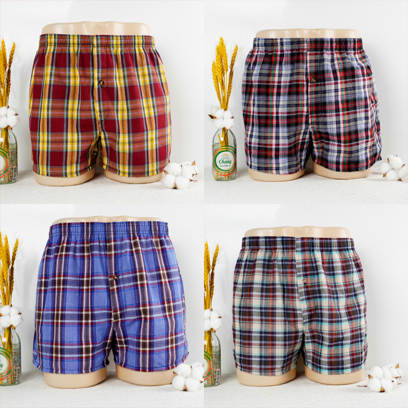 Summer Pajama Pants Shorts Wholesale Loose Men's Home Pants Plaid Outer Wear Home Underwear Arrot Pants Boxer Polyester