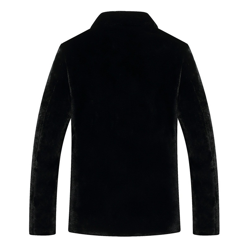 Haining Men's Gold Mink Cashmere Coat Imitation Mink Laps Dad Suit Middle-aged and Elderly Winter Thickened 2024 New Arrival