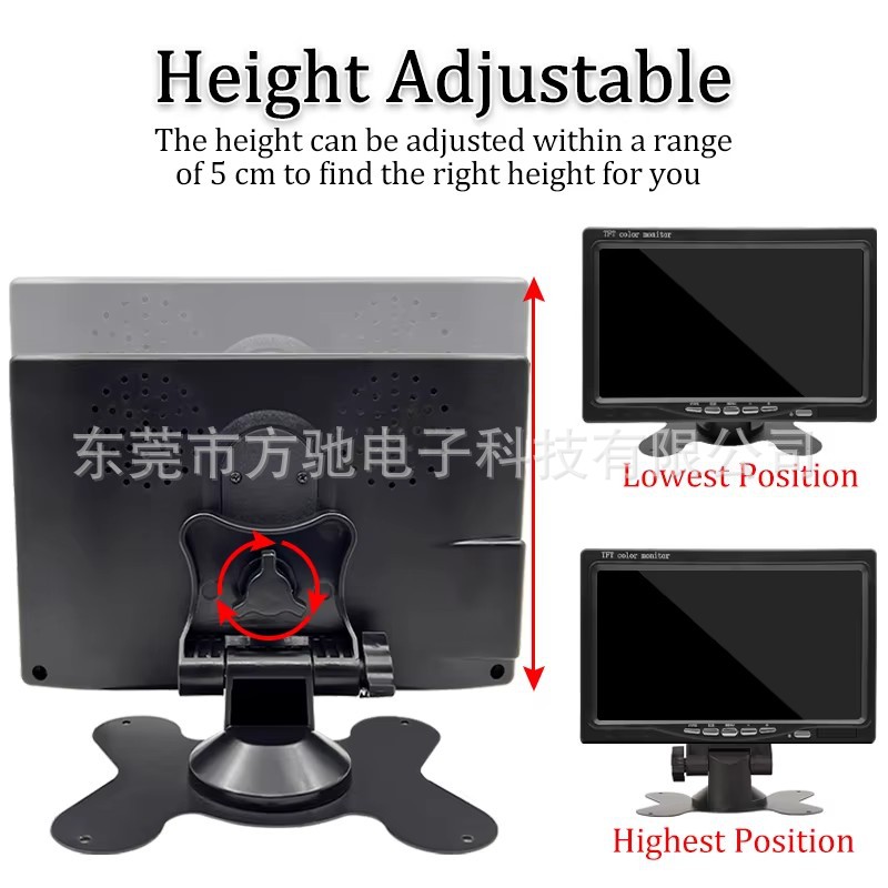 7 inch HD IPS display car display AHD security home monitoring display 12v24v