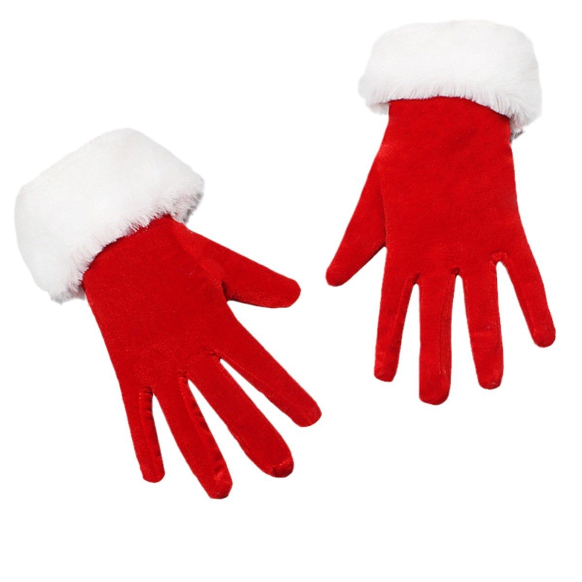 Christmas Day Short Golden Velvet Lined Mouth Gloves Party Ceremonial Performance Gloves Ball Costume Matching Gloves
