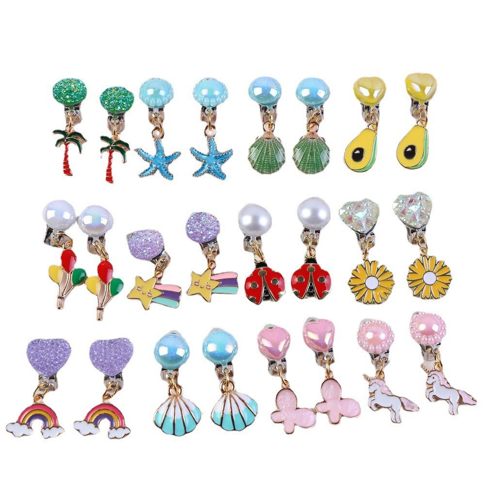 Ear clip Children diy earrings without ear hole alloy unicorn earrings mermaid accessories earrings production and processing