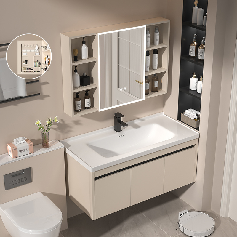 Honeycomb Aluminum Bathroom Cabinet Ceramic Integrated Basin Wash Basin Cabinet Combination Bathroom Washstand Wash Basin Integrated Cabinet