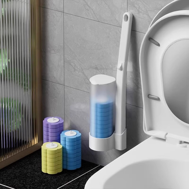 Disposable Toilet Brush Household No Dead Corner Replacement Head Set Bathroom Toilet Brush Wall Hanging Cleaning