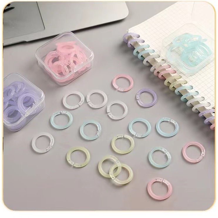 Transparent Colorful Loose-Leaf Ring Binding Coil Plastic Punched Ring Buckle File Buckle Ring Detachable Loose-Leaf Ring