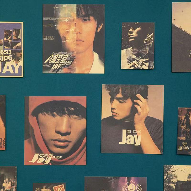 Vintage ins Character Wall Stickers Room Bedroom Wall Background Decoration Jay Chou May Day Poster Layout suit