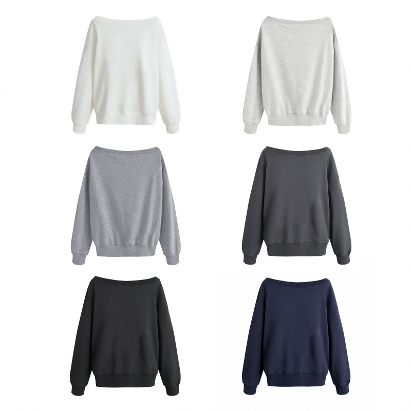 Толстовка с открытыми плечами, имитация хлопка и шелка, 310г