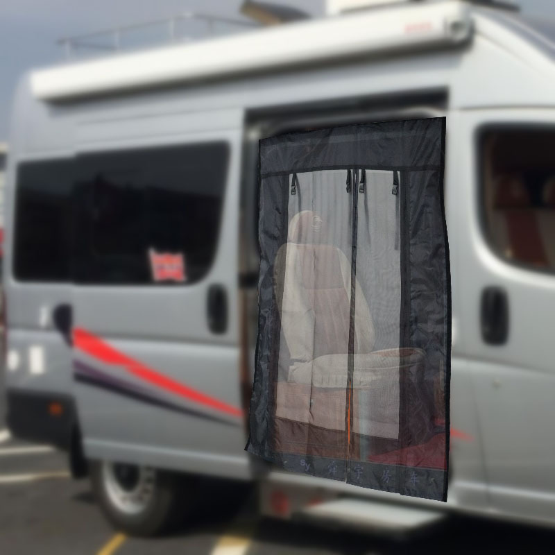 Outdoor Camping with Zipper Breathable Rolling Blind Cover Anti-mosquito Magnetically Suckable RV Door Curtain Travel Trailer RV Accessories
