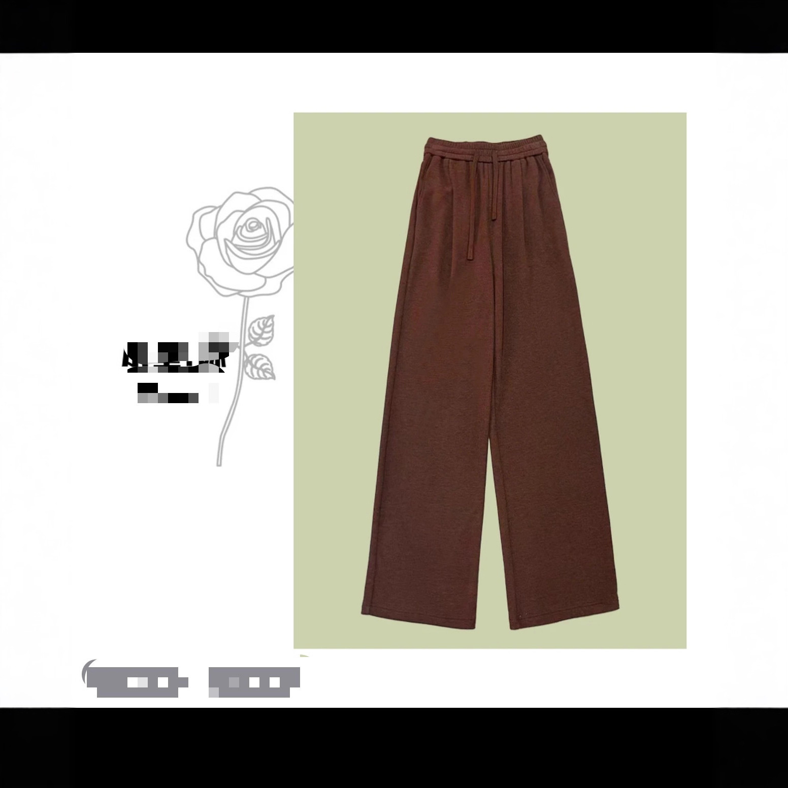 Xx Korean Version Super Soft Brushed Crystal Velvet Straight Wide-Leg Pants 80019