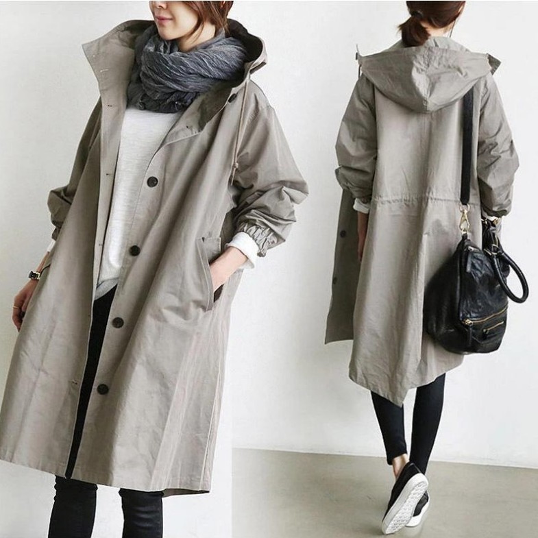 Autumn casual style windbreaker Women's Mid-length small 2020 new elegant tight waist 8 color 8 Size long sleeve coat