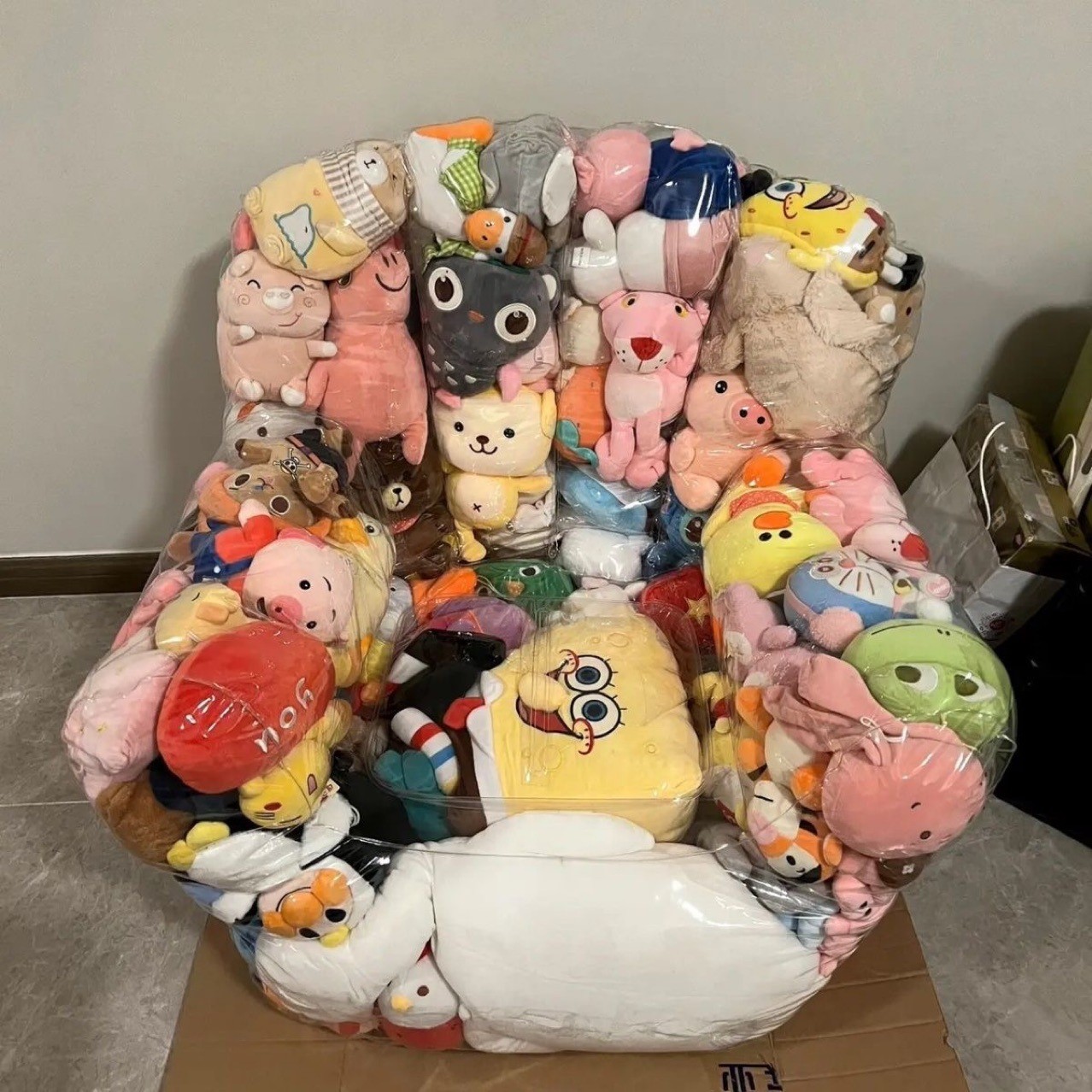 Прозрачный диван для хранения кукол, фотодиван, мягкий диван для игрушек, пуф