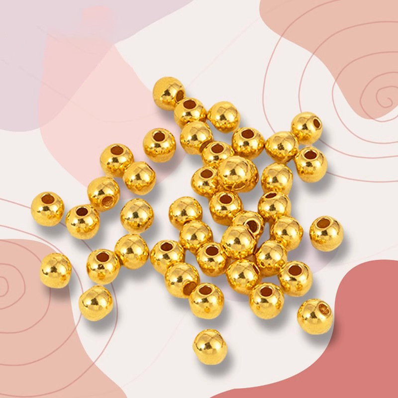 Water Pearl Gold 999 Pure Gold Bead Single Small Loose Bead Lucky Bead Bracelet Ancient Style Beaded Bracelet Popular Online Trend