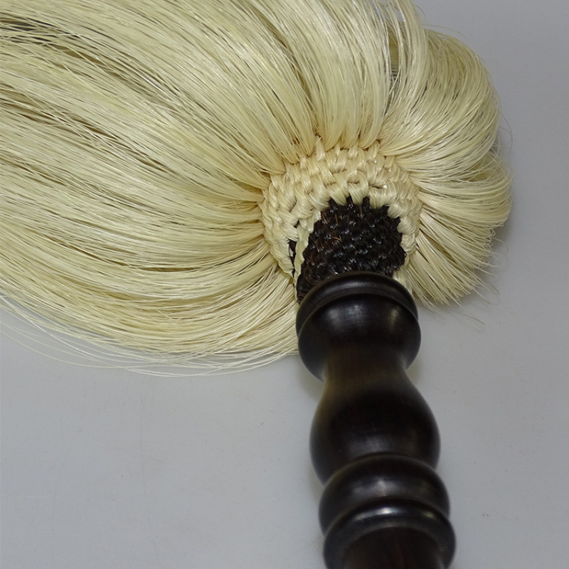 Real Ponytail Tai Chi Dust-Waving Tool Prop for Home Use Taoist Supplies Dust-Waving Broom for Sweeping and Dusting