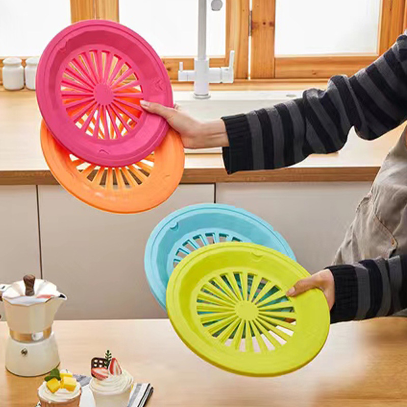 Plastic Round Hollow Basket Drain Basket Outdoor Picnic Food Placement Plate Barbecue Plate Drain Basket Wholesale