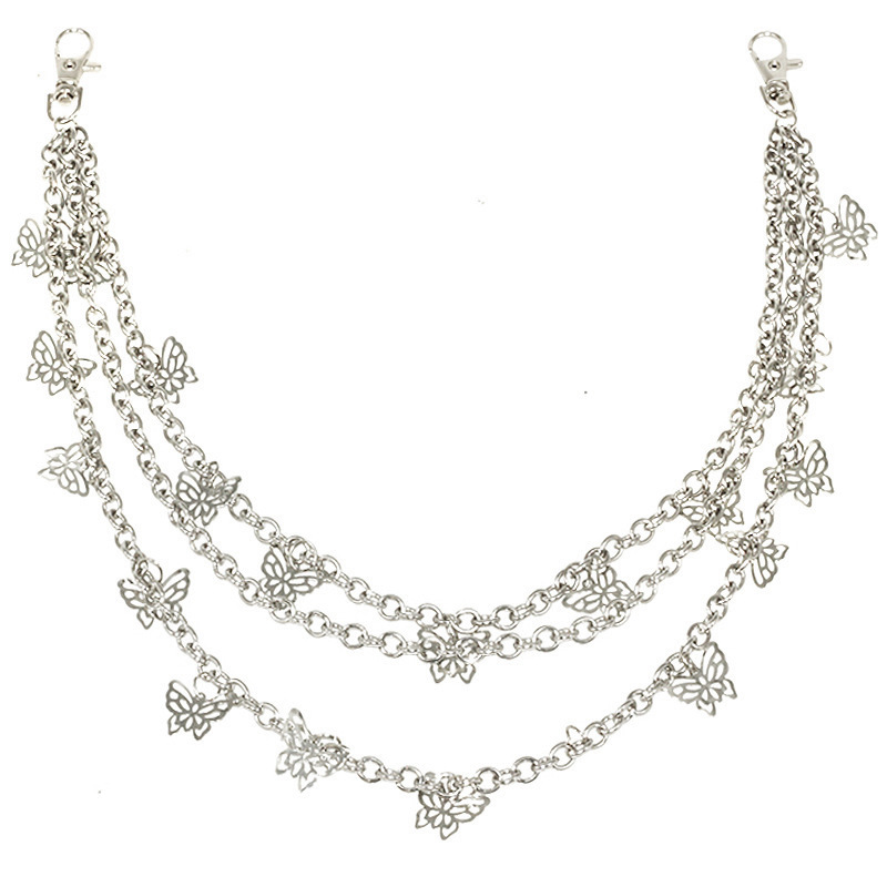 Women's waist chain cool ins style pants chain accessories trendy hip-hop hanging chain decoration belt with jk uniform plaid skirt