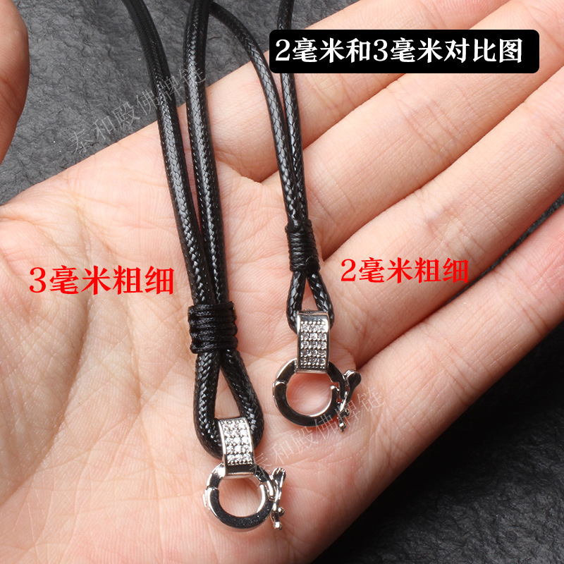 Buddha Amulet Chain Universal Buckle Wax Leather Rope Hand-Knitted Pendant Rope Thai Single Hanging Quick Release Buckle Buddha Amulet Chain Pendant Rope Necklace