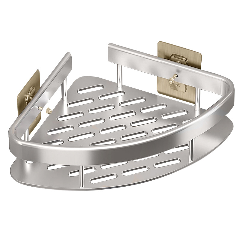 Suction Cup Wall-Mounted Multi-Layer Triangular Toilet Corner Wall-Mounted Waterproof Punch-Free Storage Bathroom Shelf Aluminum Alloy