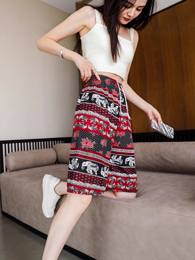 Thai Elephant Pants Women's Ethnic Style Loose Wide Leg Beach Pants Home Casual Trendy Shorts Southeast Asia
