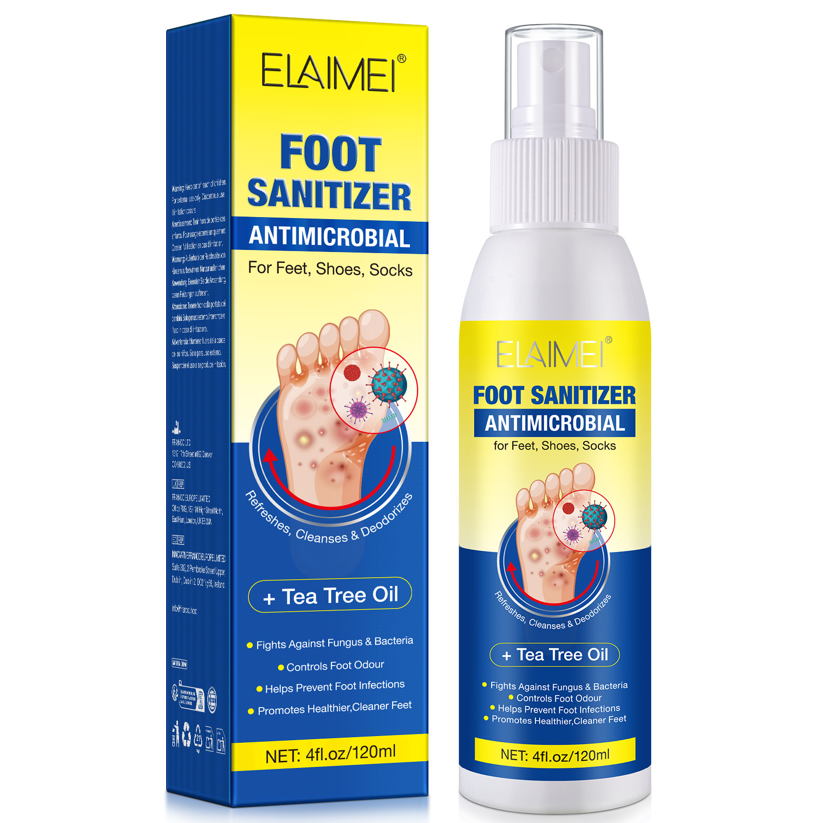 Cross-Border Elaimei Tea Tree Oil Foot Spray 120ml