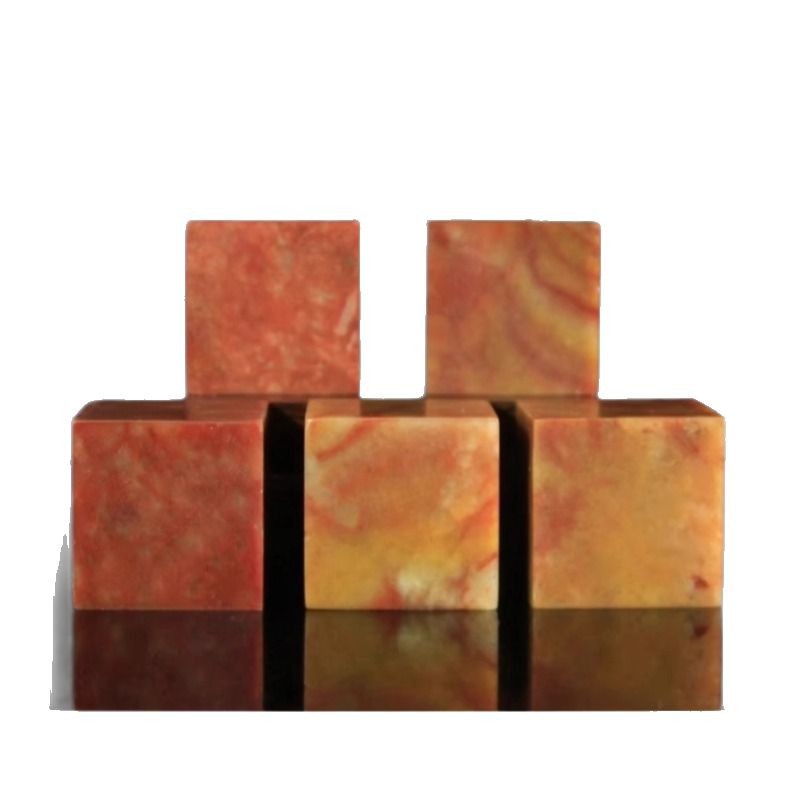 Zhejiang red red stone 3*3*3CM India stone practice chapter seal cutting gold stone seal Shoushan stone a generation of hair