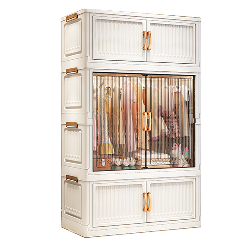 70-80 width baby wardrobe plastic door folding cabinet multi-layer baby wardrobe storage cabinet