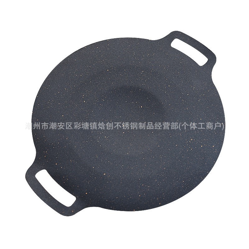 Wholesale Round Medical Stone Barbecue Plate Outdoor Camping Portable Barbecue Plate Korean Non-Stick Fried Steak Iron Plate Grill Pan