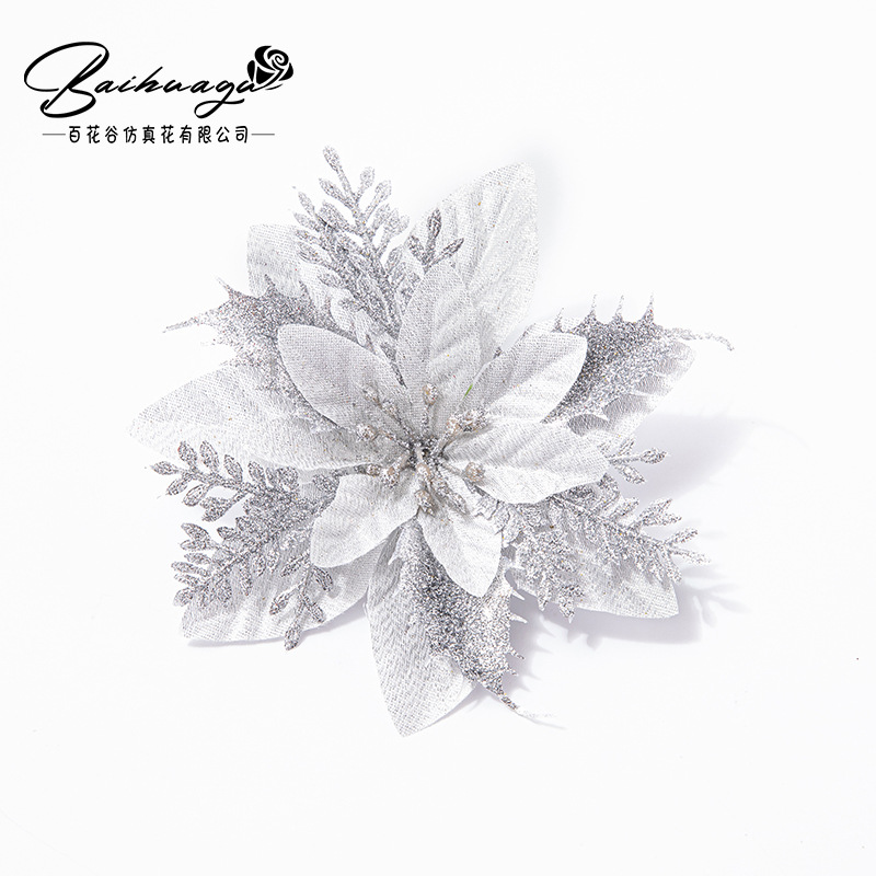 Christmas decoration hanging Garland accessories 14cm high-grade Phnom Penh red Christmas flowers factory direct wholesale