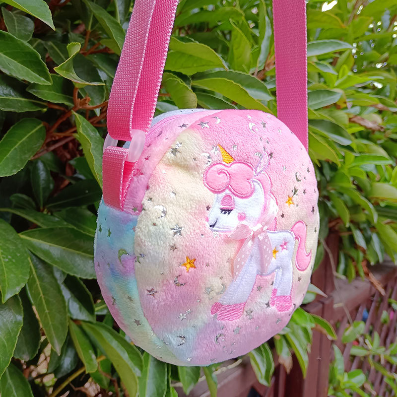 Children's Cartoon Girl Unicorn Personalized Style Colorful Furry Single Shoulder Crossbody Bag Plush Bag Wholesale Burden-Reducing Design