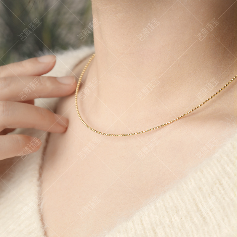 18K Gold Japanese Elastic Collar Bracelet Au750 Necklace 18K Gold Collar Shenzhen Shuibei Gold Necklace Wholesale