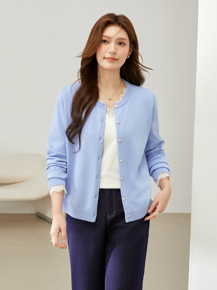 [Korean Style Simple Round Neck Versatile Fashion Slim Sweater] Slim Show plus size Women's chubby girl Spring New