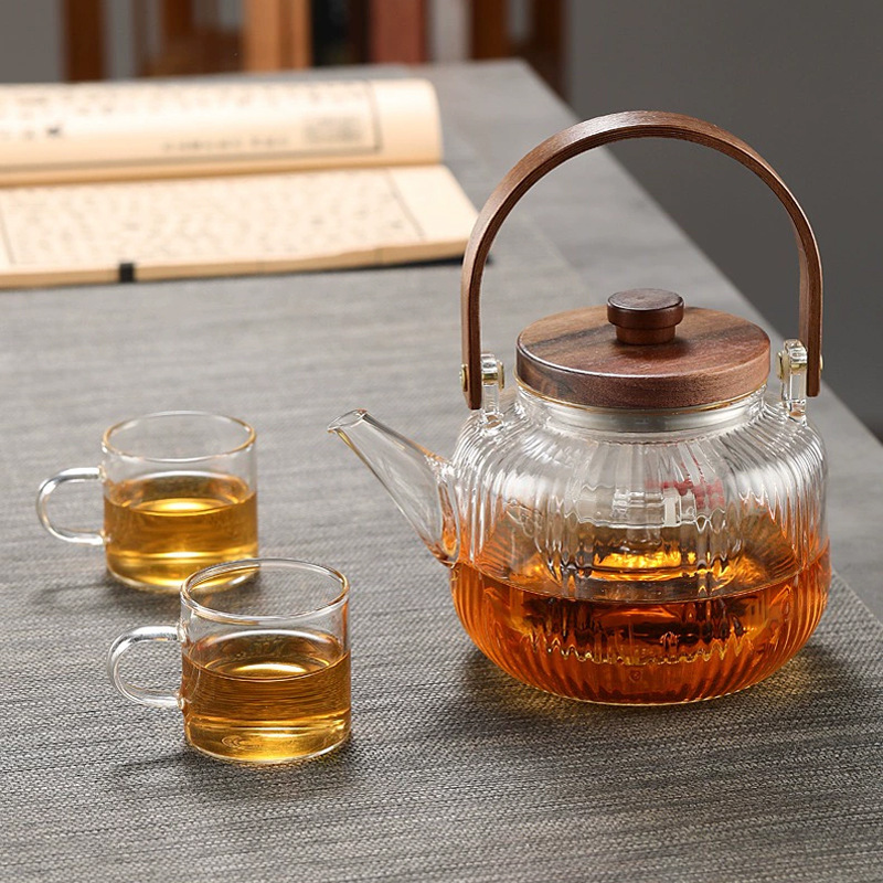 Tea pot, wooden cover, cooking, Beam Pot, teapot, bright fire, electric ceramic stove, heating, cooking, dual-purpose glass pot