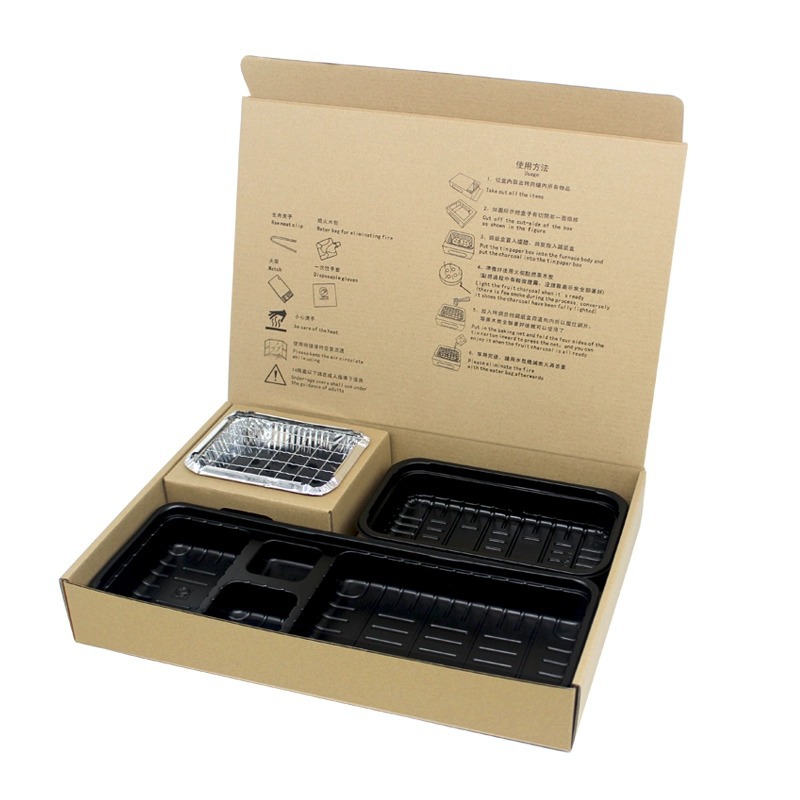 Wholesale charcoal stove barbecue lunch box for one person take-out packing box mini charcoal oven