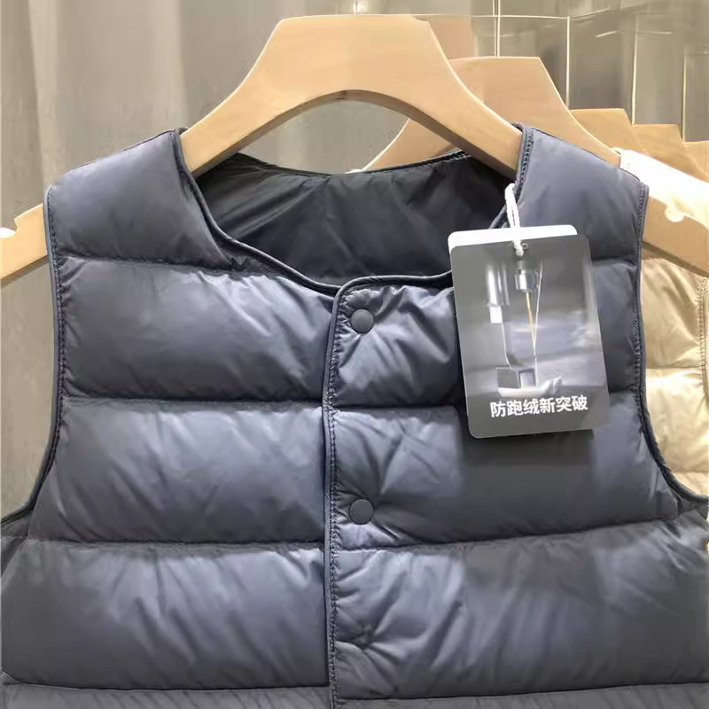 Children's down vest light solid color inner wear outer wear antibacterial white duck down autumn and winter boys and girls baby liner