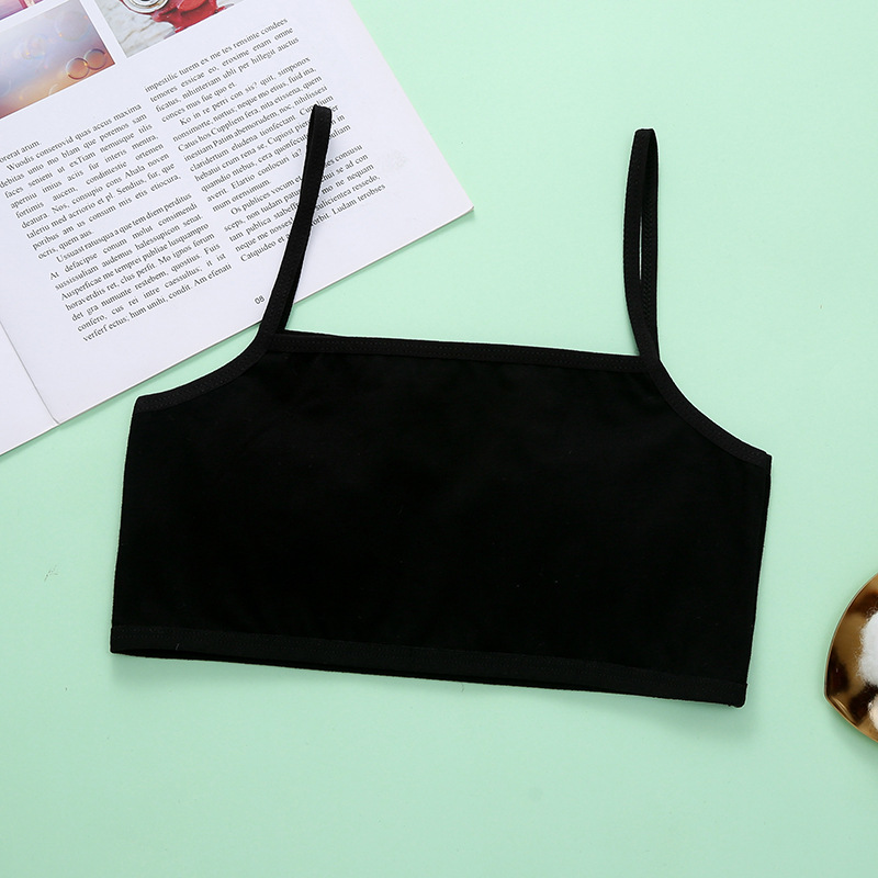 Wholesale Primary School Students' Developmental Period Girls' Underwear Anti-Bump Children's Girls Solid Color Vest Suspender Tube Top