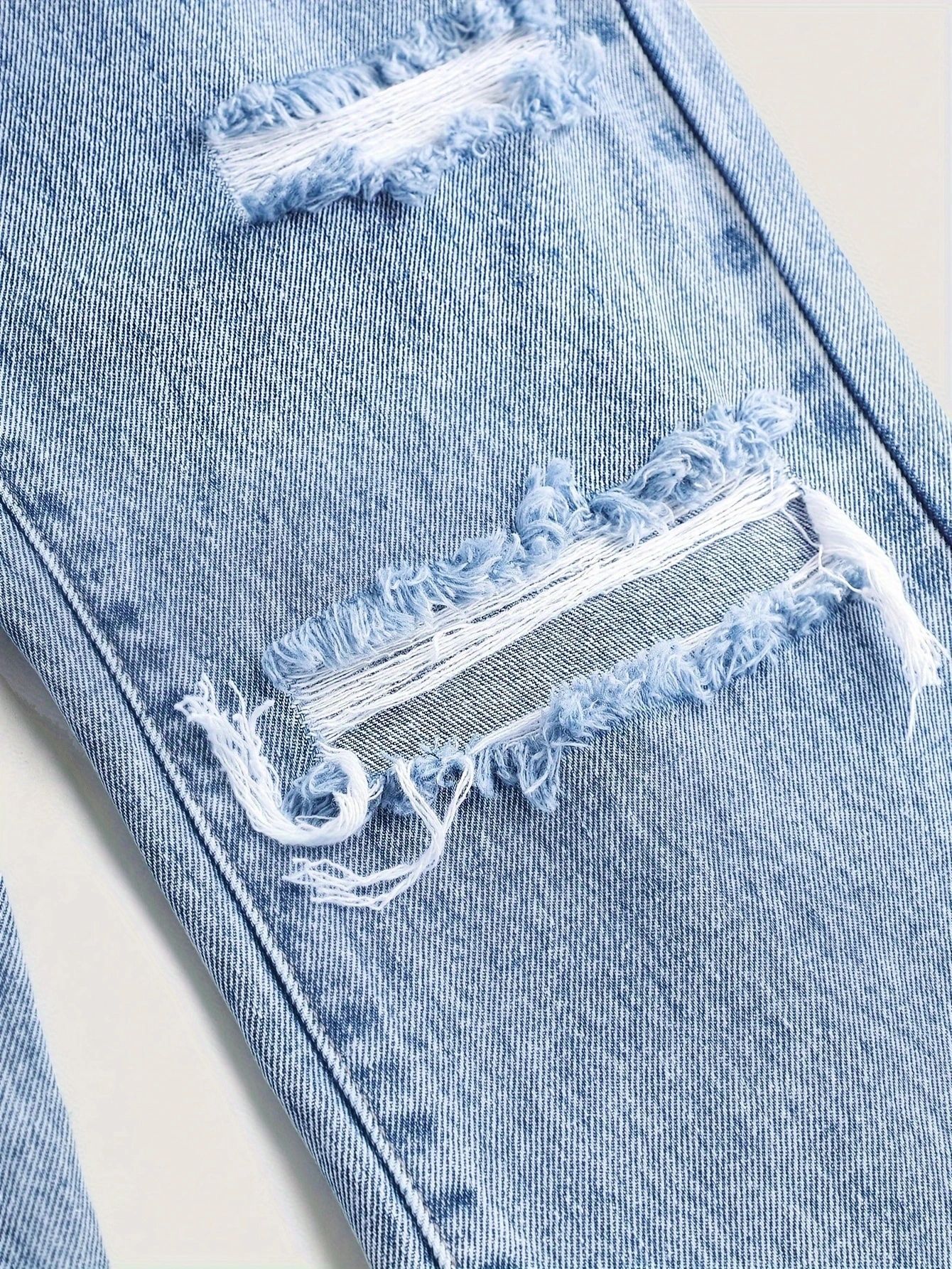 Cross-Border Exclusive for Amazon Wish Independent Station for Teenagers and Girls 2025 New Loose Ripped Design Wide-Leg Pants