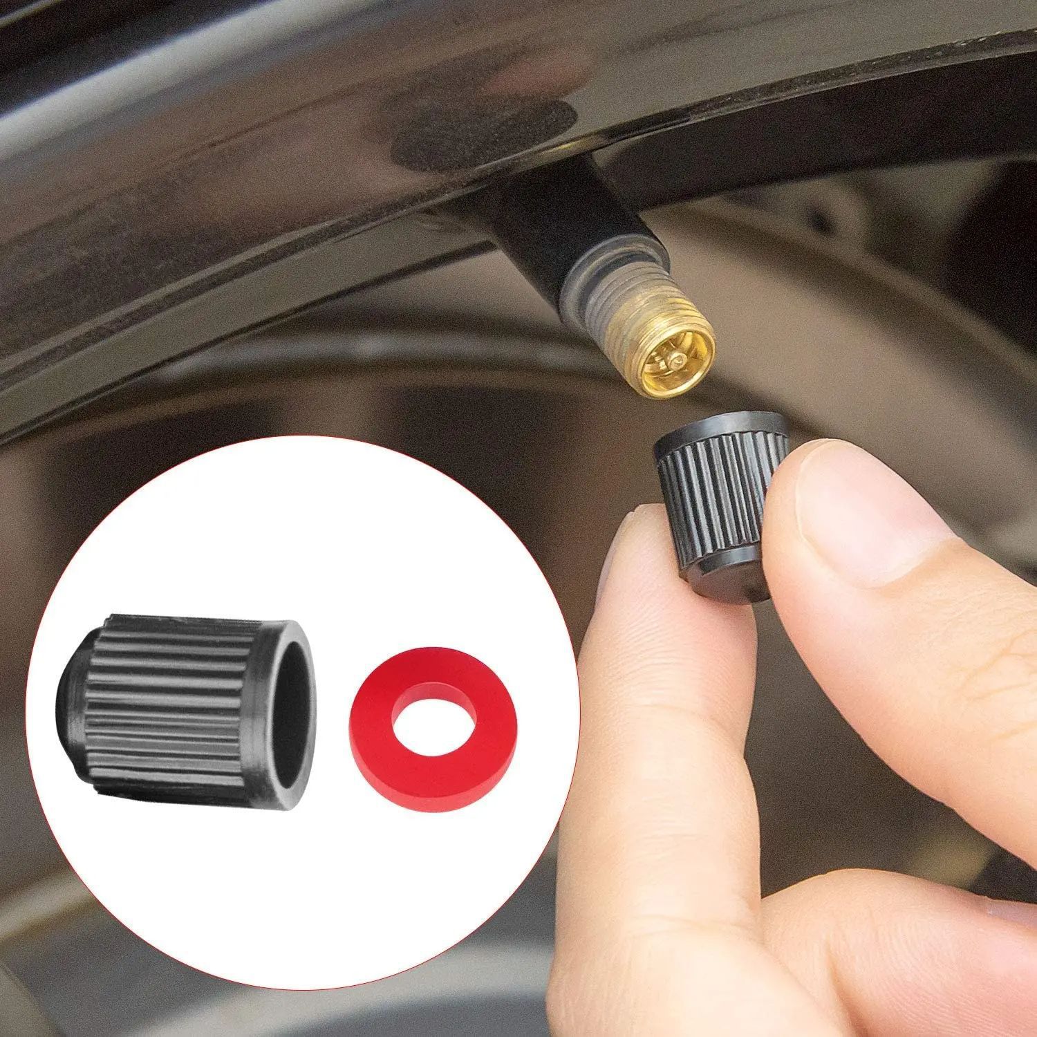 Car bicycle plastic valve cap dust cap inflatable nozzle cap small cap tire cap with sealing ring