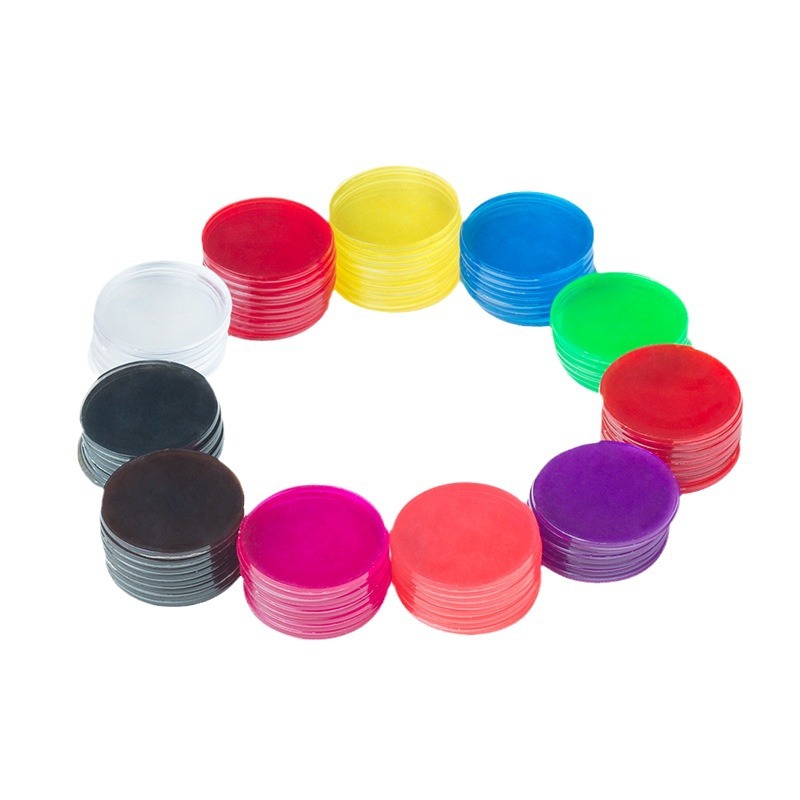Transparent Ten-Grids Array Plastic Ornaments Game Chips 19*1.2mm Transparent Disc Colorful Chip Teaching Aids for Kidsren