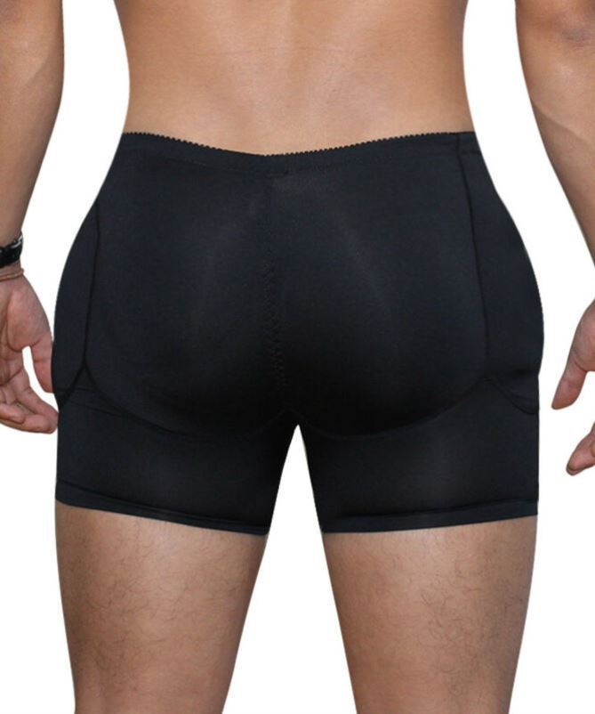 Men Boxers Underwear Black Padded Butt Enhancer Booty Boost