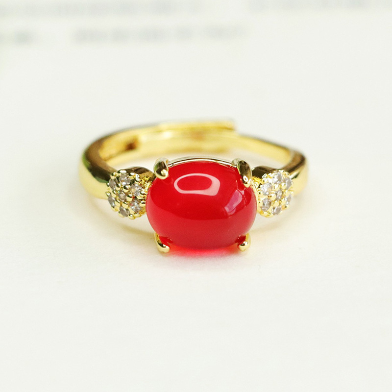 Love Yu green chalcedony ring red agate ring ring ring palace wind factory wholesale generation AY3101302