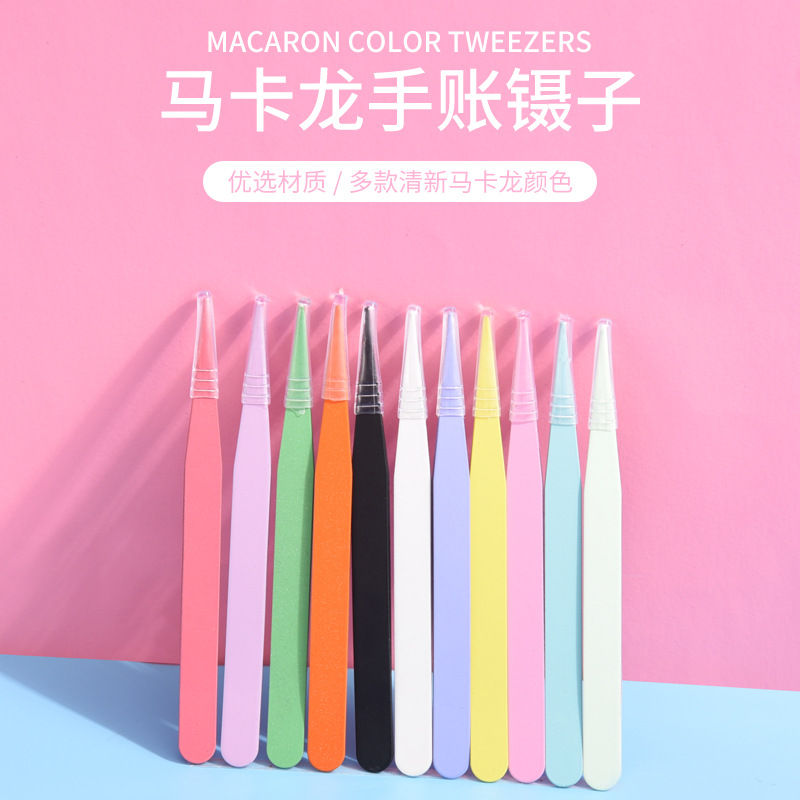 105mm stainless steel color tweezers straight elbow suction card packaging sticker clip tool