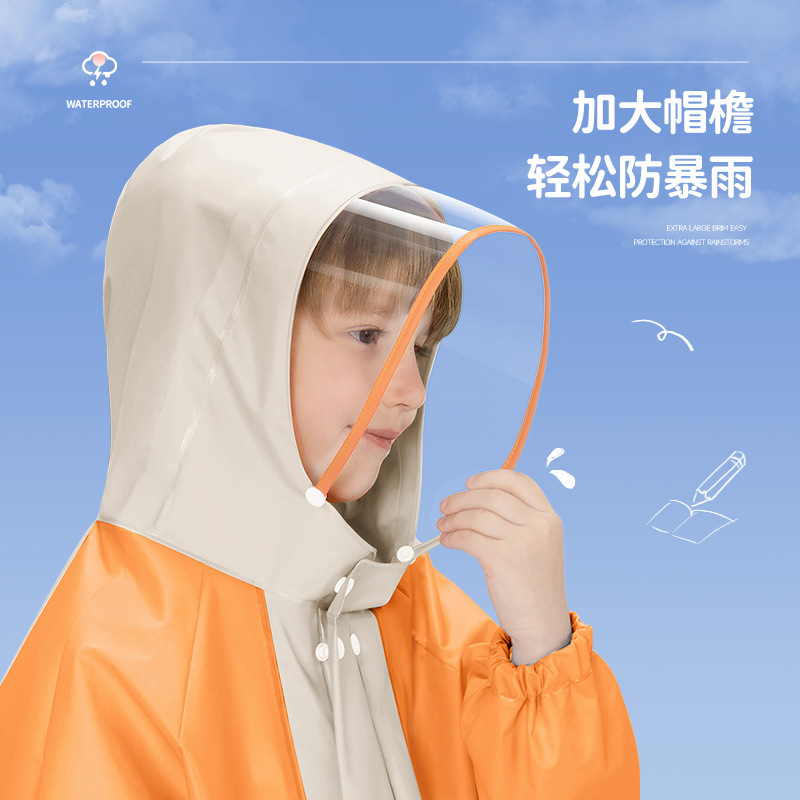 Children's raincoat wholesale college style kindergarten big children's school with schoolbag full body waterproof children's poncho