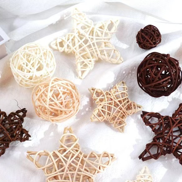 Three-color vine ball five-pointed star love photo props plant heart-shaped hand-woven Christmas Valentine's Day decorations