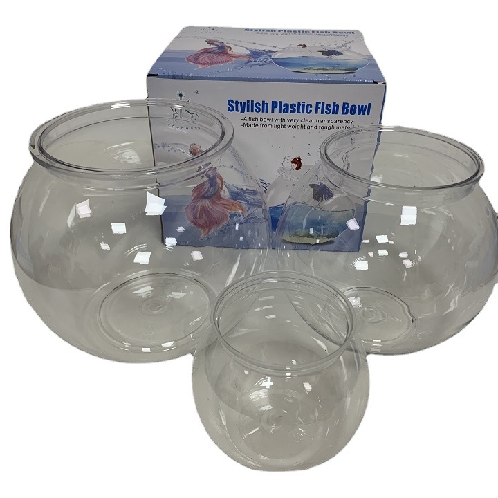 Spot Small Round Fish Tank Household Desktop Goldfish Tank Plastic Landscape Ecological Tank Transparent Anti-Fall Fish Tank Wholesale